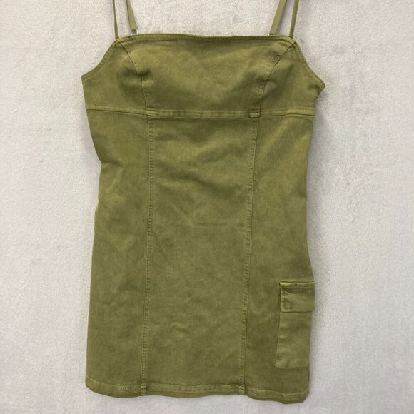 Urban Outfitters Bodycon Cargo Mini Dress Medium Stretch Pocket Army Green NWT - Picture 8 of 12